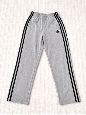 Adidas Kids Grey Track Pants with Black Stripes
